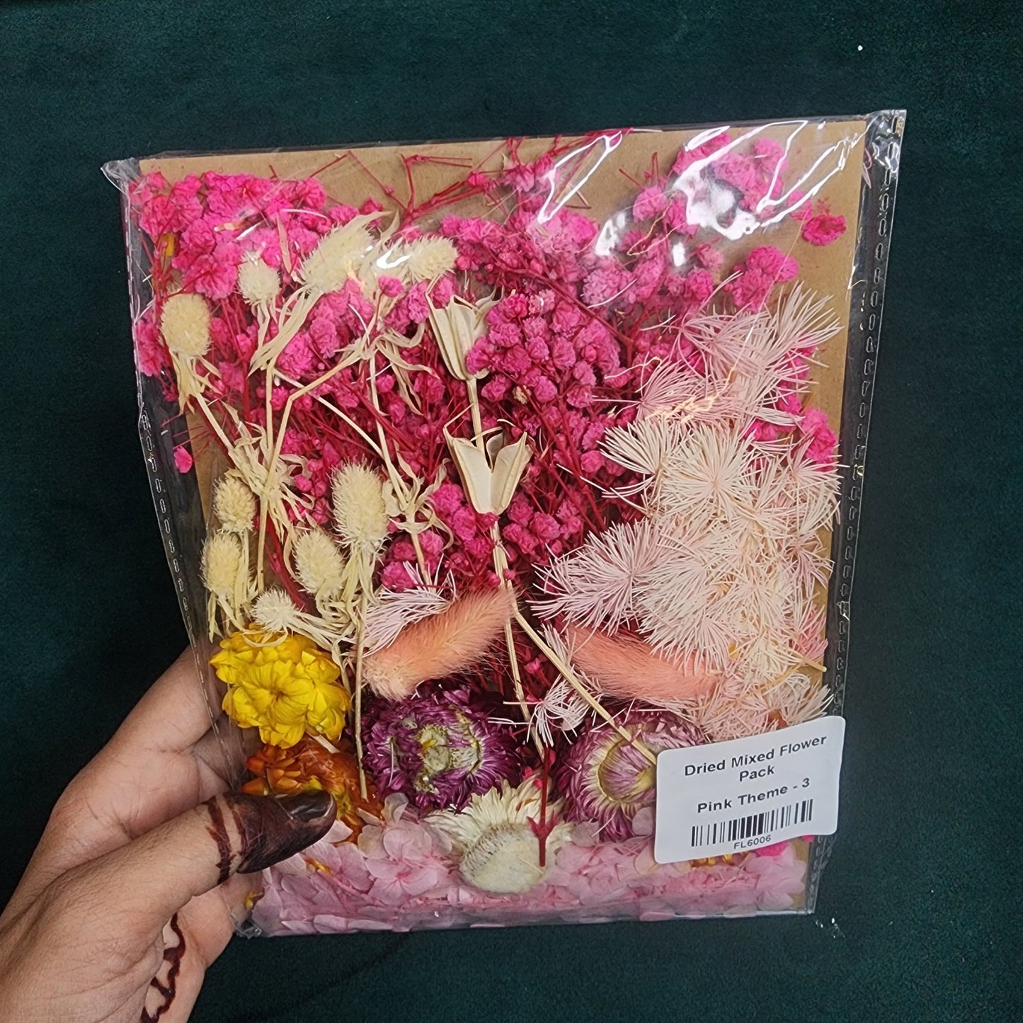Dry Flower Sheet Card Packing – Pink Theme (FL6006)