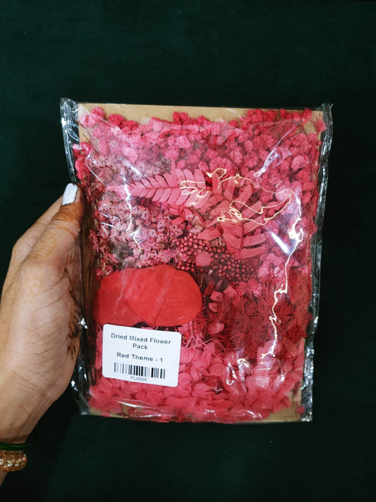 Dry Flower Sheet Card Packing – Red Theme (FL6009)