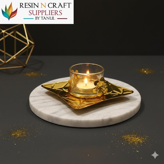 Regal Radiance Square Diya Holder (With Jar) (Metal)