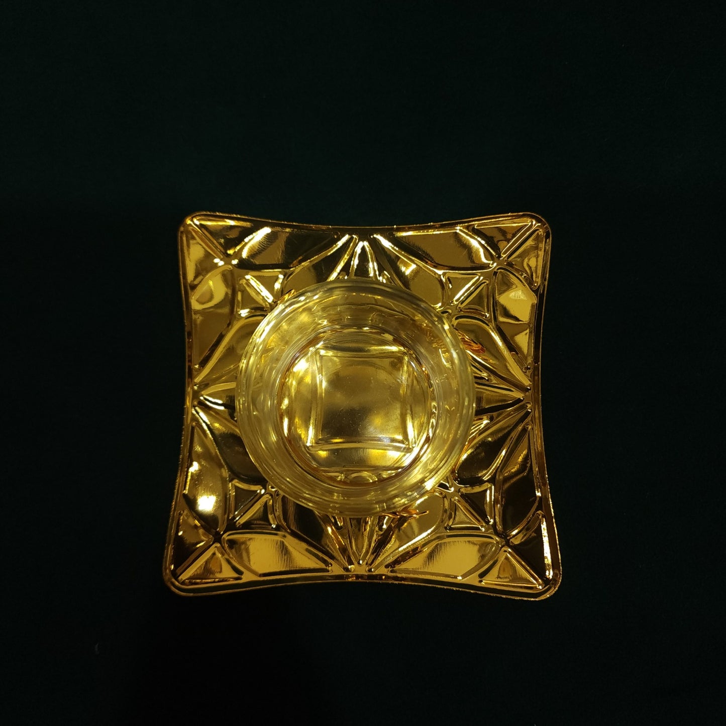 Regal Radiance Square Diya Holder (With Jar) (Metal)