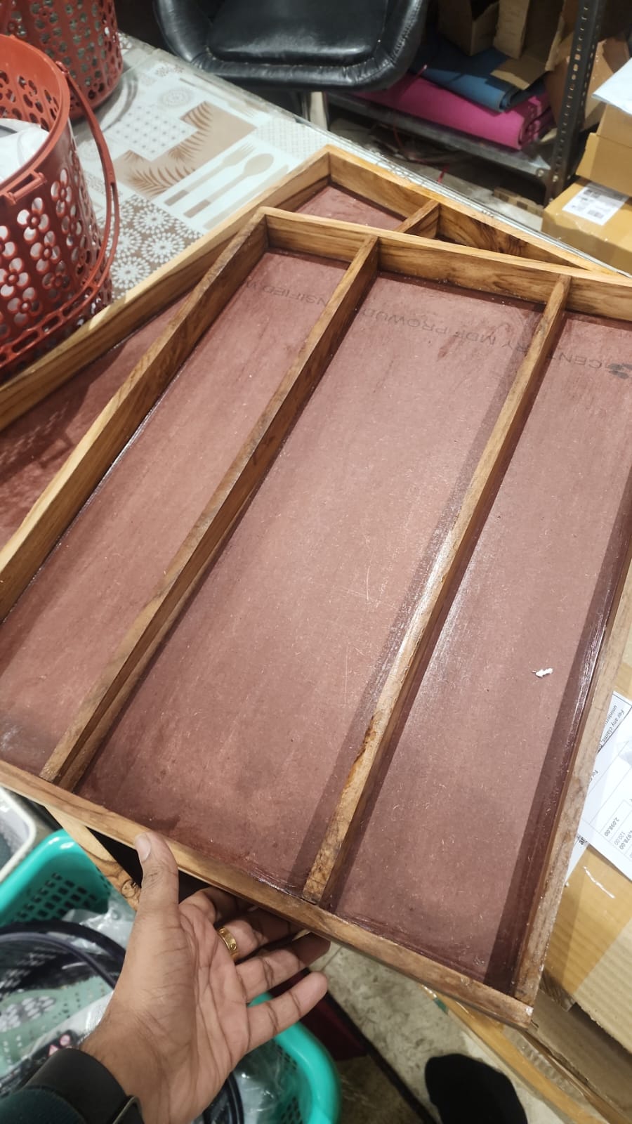 20 x 30 Inch With MDF 3 Partition Teakwood (3 Sections)