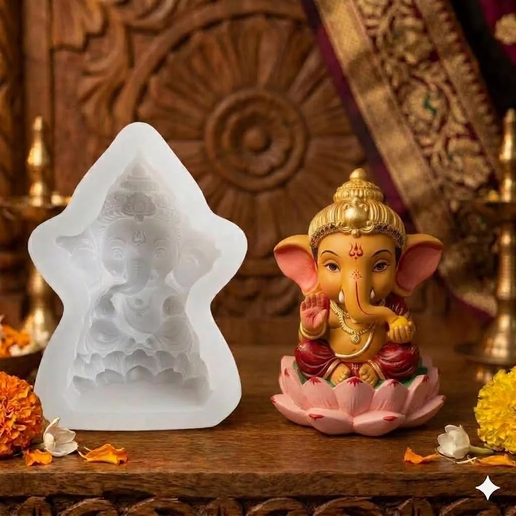 Lord Ganesha Silicone Mould for Resin Art & Idol Making | 7 cm Ganpati Bappa Mould