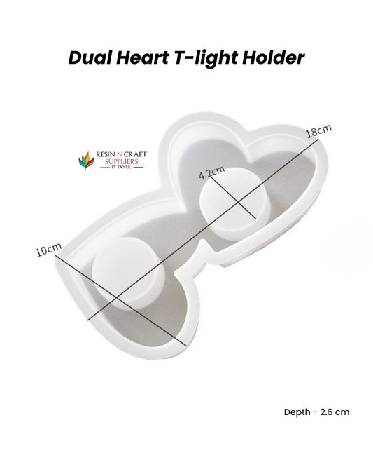 Dual Heart T-light Holder Silicone Mold