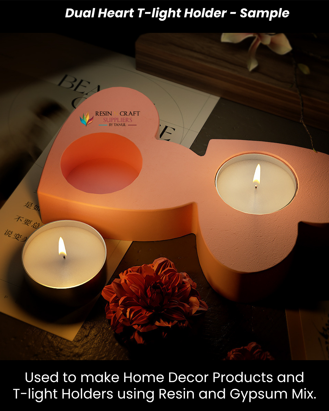 Dual Heart T-light Holder Silicone Mold