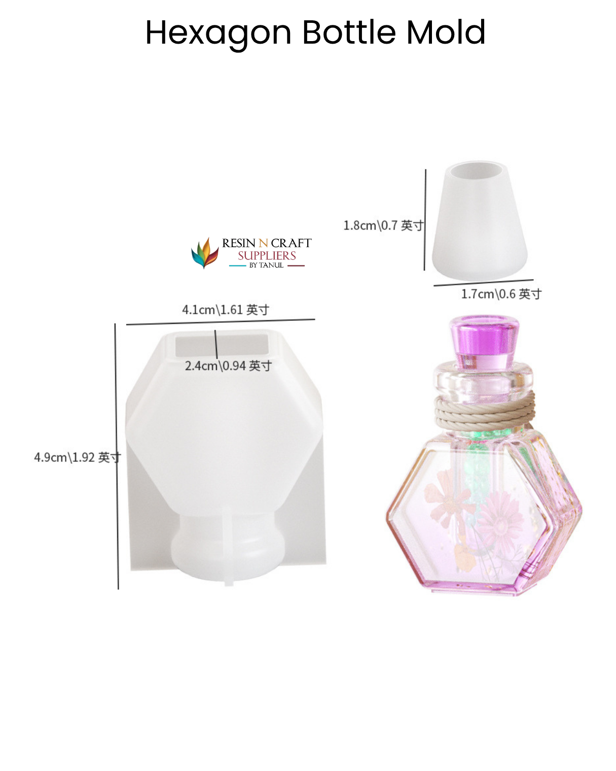 Mini Hexagon Bottle Silicone Mold (for Resin)