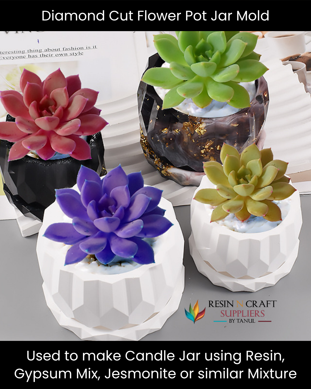 Diamond Cut Flower Pot / Jar Silicone Mold