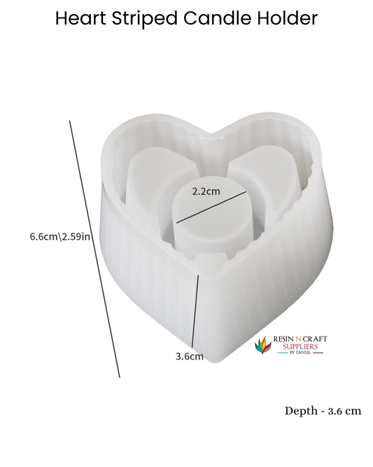 Striped Heart Candle Holder Silicone Mold