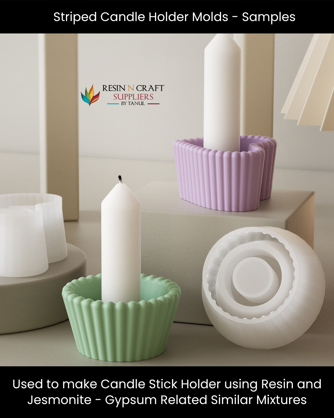 Striped Heart Candle Holder Silicone Mold