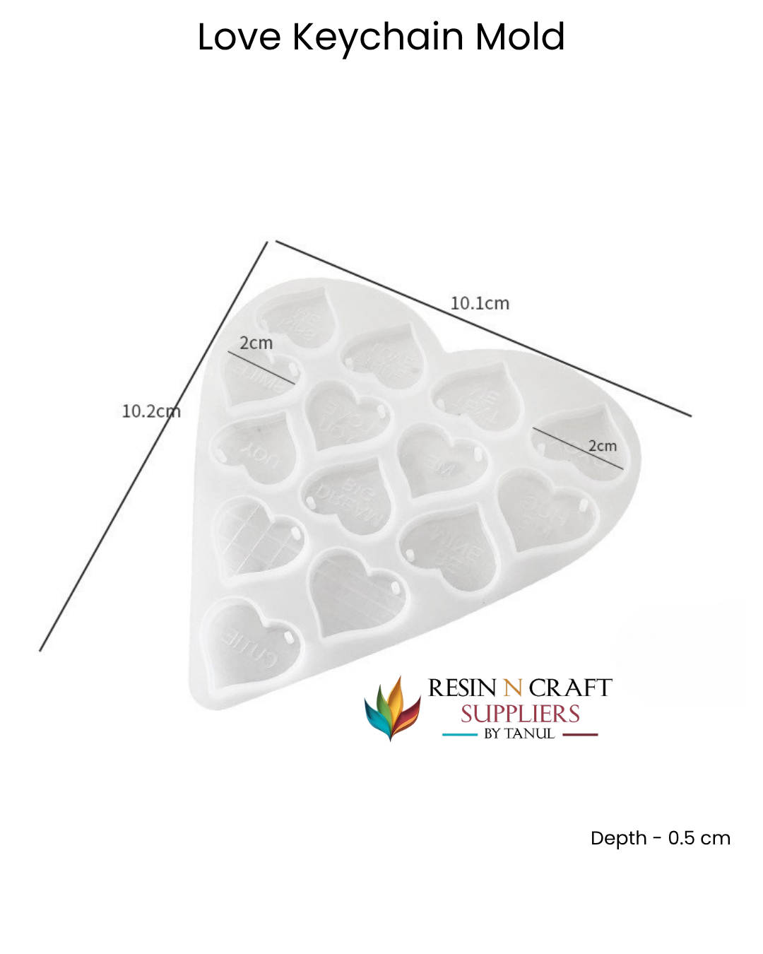 Multi-Cavity "Love" Heart Keychain Silicone Mold