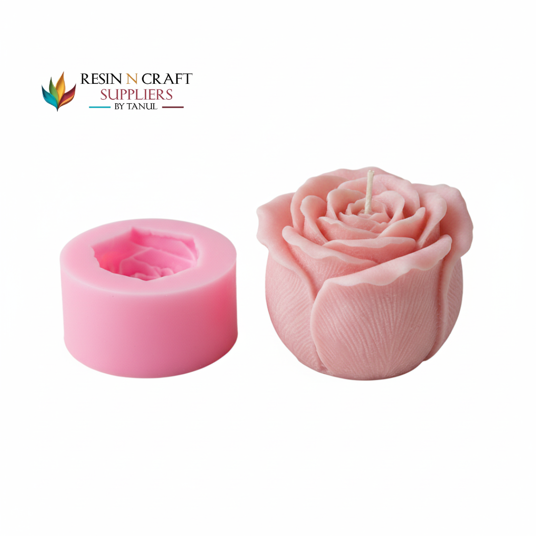 Large Blooming Rose Flower Silicone Mold (55mm Depth)