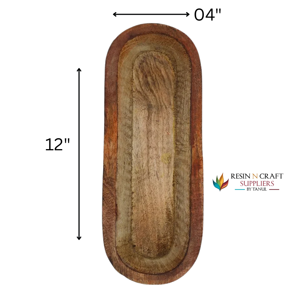 Wooden Candle Oval Boat Bowl 12 x 4