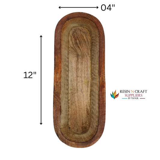 Wooden Candle Oval Boat Bowl 12 x 4