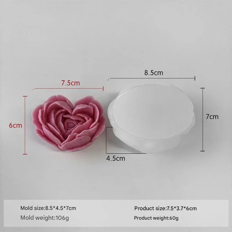 Big 3D Flower Heart Candle Handmade Mould (RHM0051M)