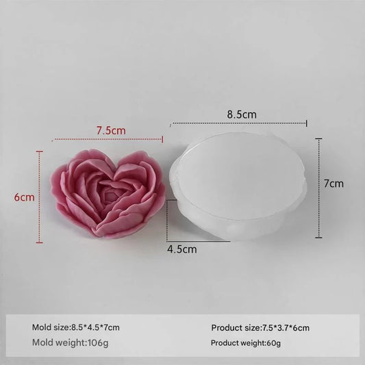 Big 3D Flower Heart Candle Handmade Mould (RHM0051M)