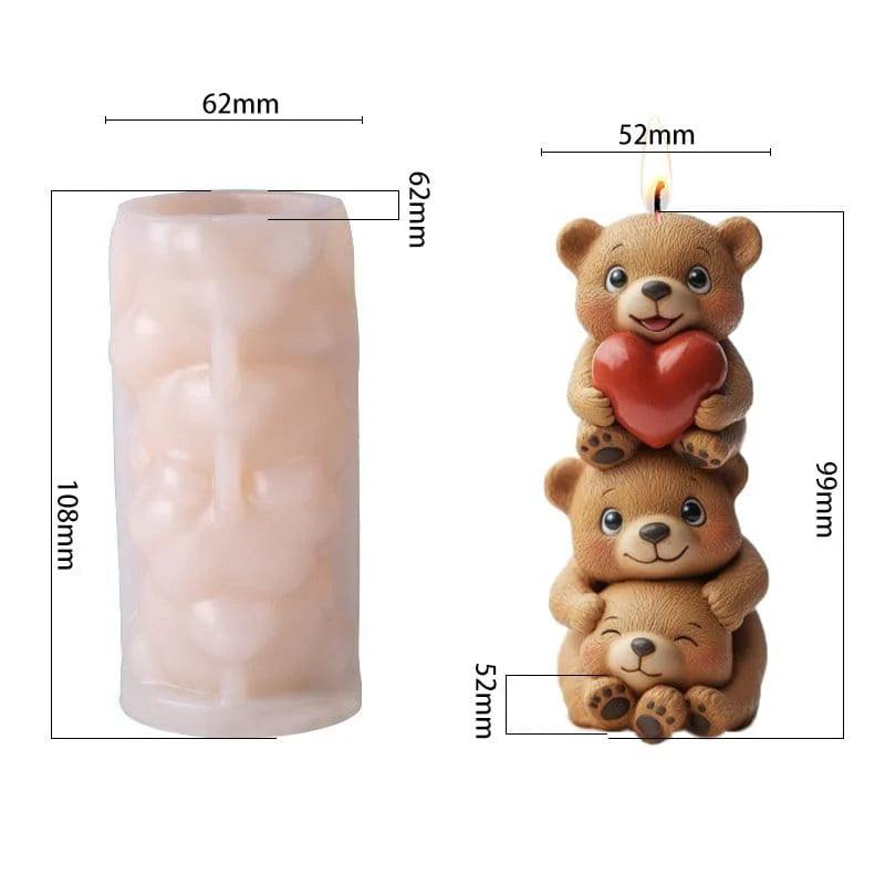 Stacking Teddy Bear Candle Handmade Mould (RHM0271T)