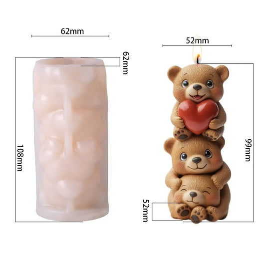 Stacking Teddy Bear Candle Handmade Mould (RHM0271T)