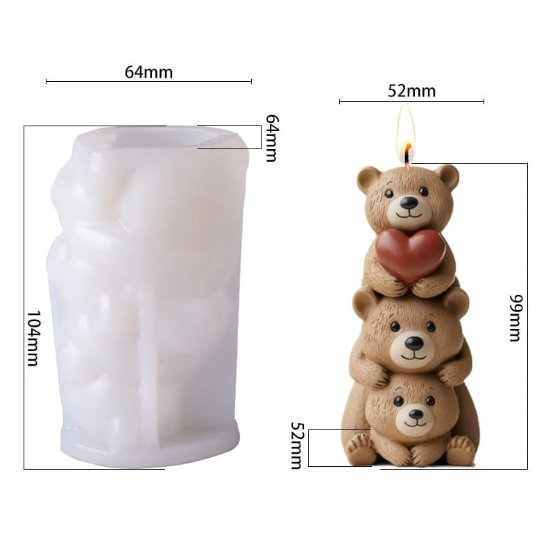 Stacking Teddy Bear Candle Handmade Mould (RHM0272T)