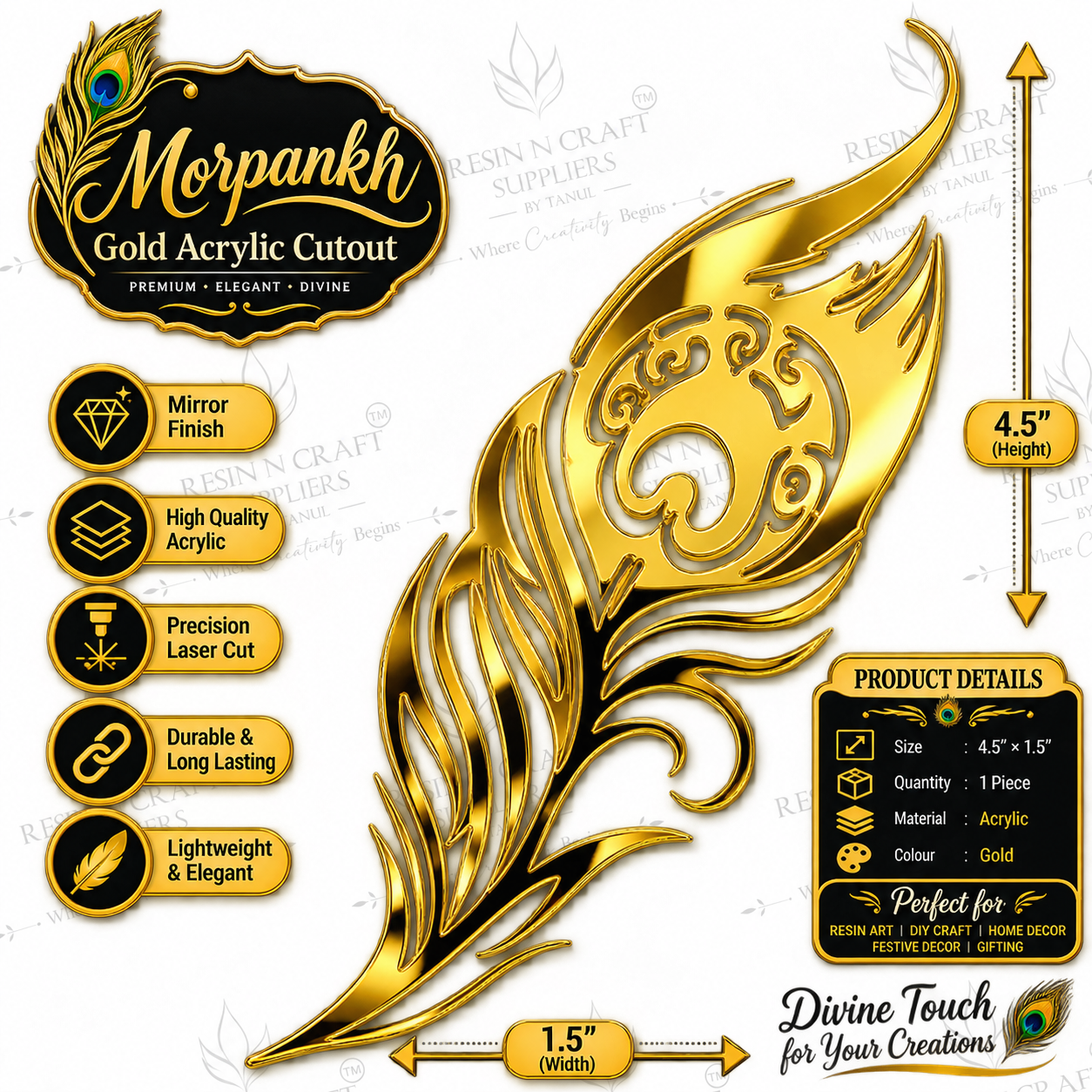 Premium Morpankh Gold Acrylic Cutout – 4.5"