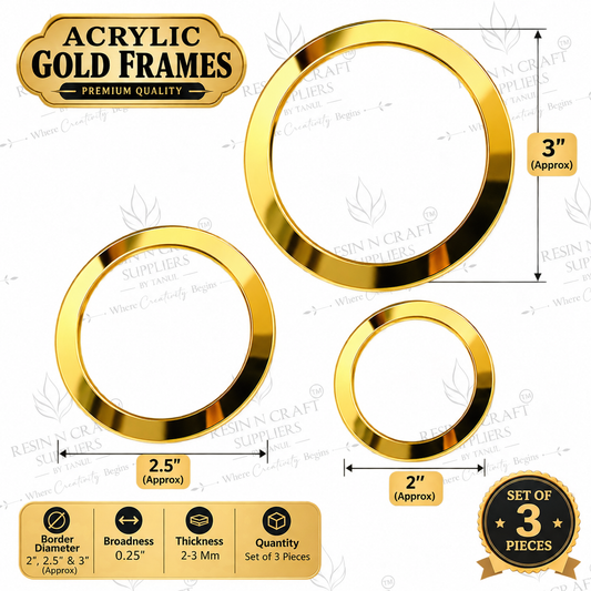 Premium Gold Mirror Acrylic Round Frames – Set of 3