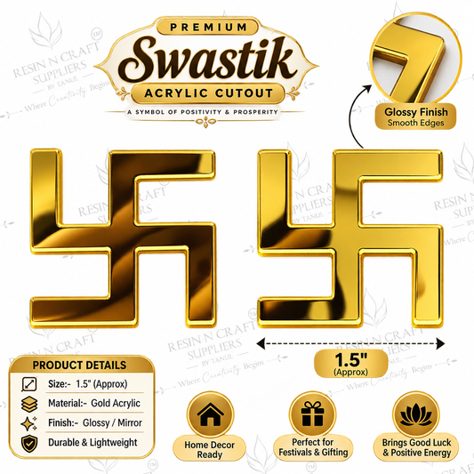 Premium Gold Mirror Acrylic Swastik Cutout – 1.5" (1 PC)