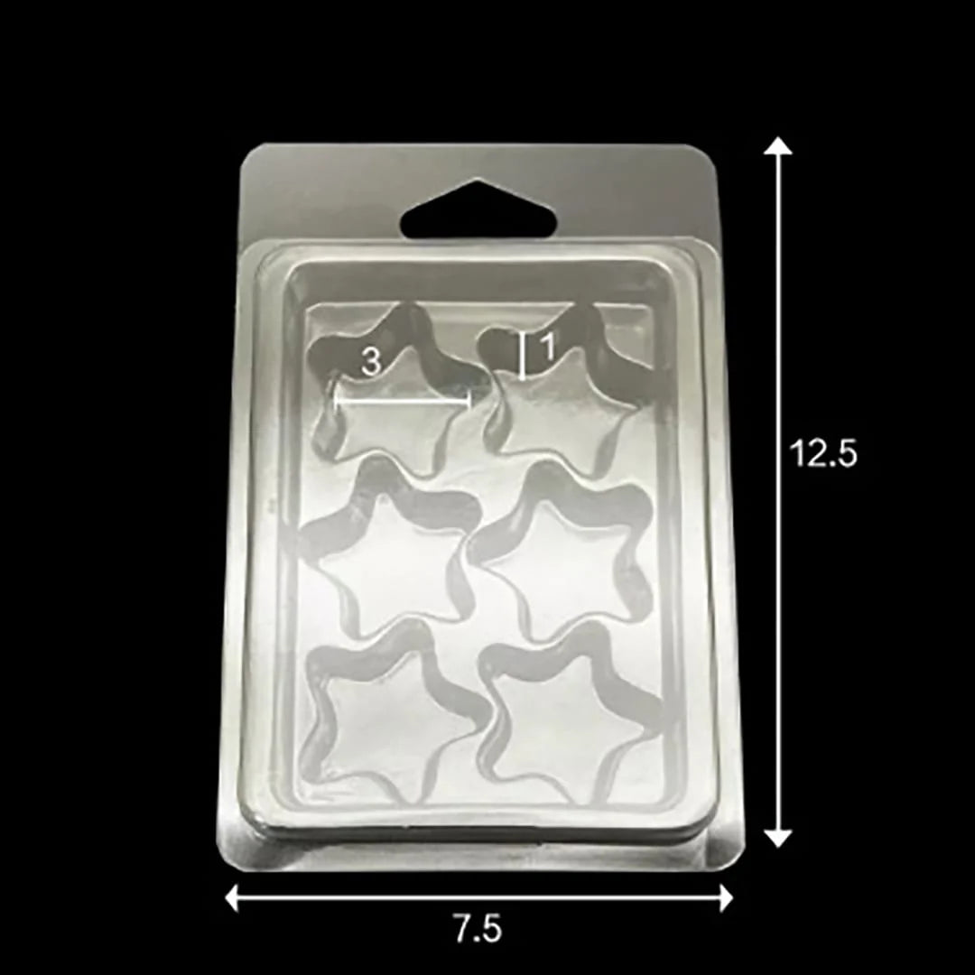 Star Wax Melt Clamshell Packaging | Clear Blister Mould for Wax Melts | 6 Cavity Transparent PET Clamshell | 10 Pieces Pack